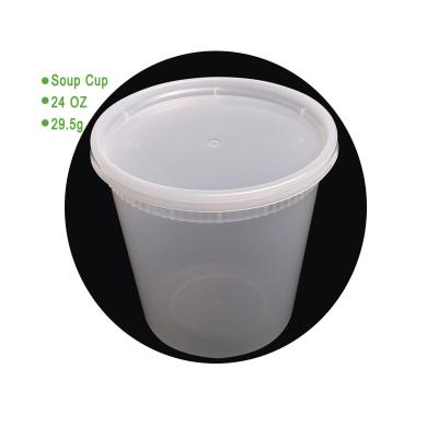 China Professional Single Wall Restaurant Custom Cheap Catering Disposable Eco Friendly Plastic Cups 24oz Design Soup Cups for sale