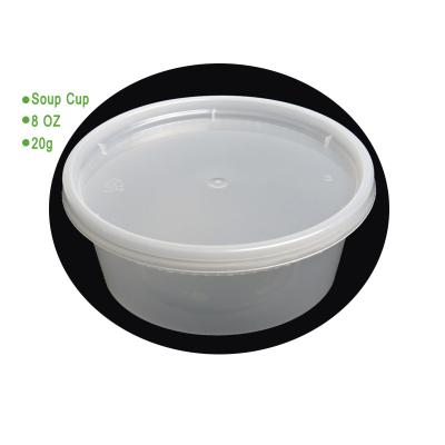 China Wholesale High Quality Microwavable 8 Oz Plastic Take-Out PP Restaurant Cup Disposable Eco-Friendly Soup Take-Out Cups With Lid for sale