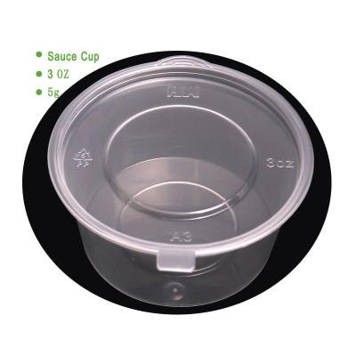 China Factory Custom 3 Ounce PP Disposable Eco-friendly Cheaper Plastic Sauce Cup With Lid for sale