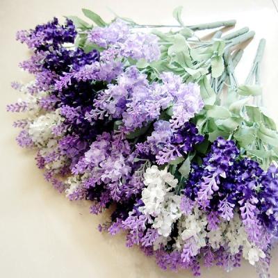 China Natural Touch 10 Artificial Flower Heads Spike Lavender Wedding Flower Bridal Bouquet Party Home Decoration for sale