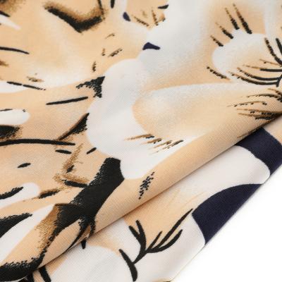 China Eco Friendly Supplier New Premium Garment Material Floral Woven Stretch Polyester Milk Silk Fabric fdy fdy for sale