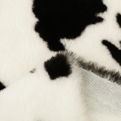 China New Eco-Friendly Thick Imitation Rabbit Hair Cow Stria Printed Hoodie Sweatshirt Fleece Fabric for sale