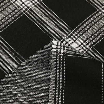 China Good eco-friendly wholesale black white plaid yarn dyed stretch polyester viscous fabric for costume for sale