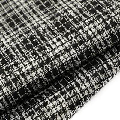 China Eco Friendly European Heavy Custom Woven Stretch Plaids Small Polyester Custom Viscous Suit Fabric for sale