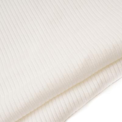 China Eco friendly wholesale stock solid stretch 4*2 ribbed knit rayon spandex fabric for thick garments for sale