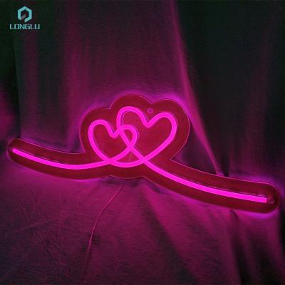 China Buildings 12v custom logo 3d heart shape acrylic neon neon sign for wedding decoration for sale