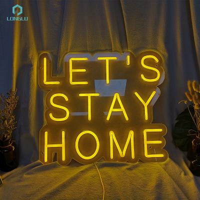 China Buildings Factory Supplier Led Acrylic Letters Let Us Stay Home Neon Sign For Home Decor for sale