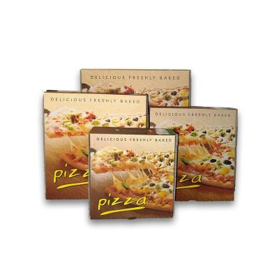 China 10 Inch Simple Orange Style Biodegradable Pizza Boxes Strong Corrugated Food Postal With Back Vent Hole Food Safe Environmental Friendly for sale