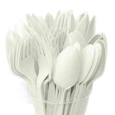 China Hiplastics Disposable Eco-friendly Biodegradable Cutlery Set Disposable Tableware Set Plastic Spoons Forks And Knives For Fast Food for sale