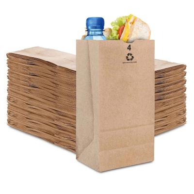 China Recycled Materials Custom Fast Food Brown Kraft Paper Bag No Handle For Takeout Food Custom for sale