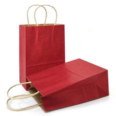 China Recycled Materials Customized Restaurant Red Paper Bags With Your Own Logo, Delivery Paper Food Bags, Custom Printed Paper Bags For Food Caterer for sale