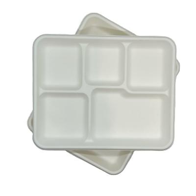 China Go Away Environmental Protection Bagasse Compostable Disposable Sugar Cane Dinner White Dish for sale