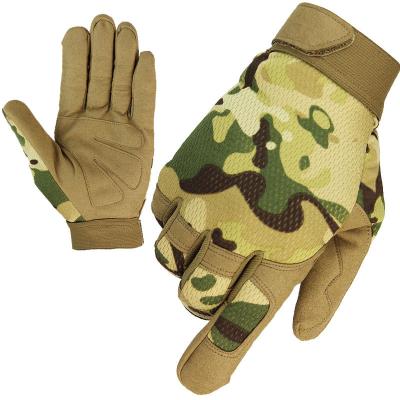 China Comfortable Army Green Military Camouflage Tactical Gloves , Combat Hunting Outdoor Full Fingers Breathable Training Glove for sale