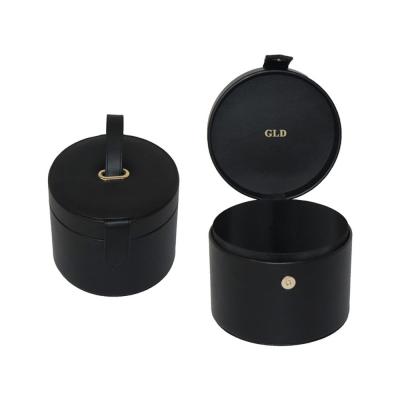 China Cylindrical Leather Vanity Case for sale