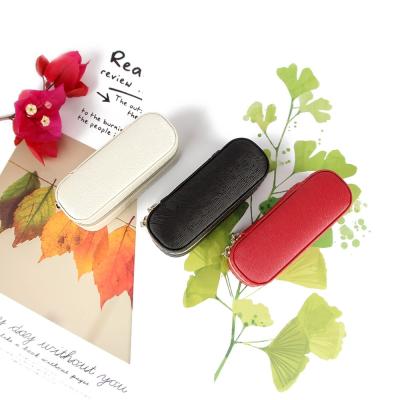 China Mini PU Leather Travel Lipstick Case 10*4*3.5cm With Double Zipper Closure for sale