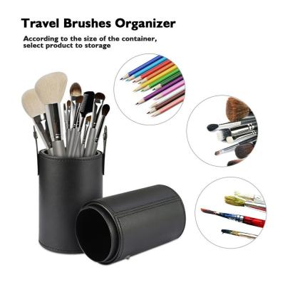 China Multipurpose Use Makeup Brush Roll Matte Black Large Capacity 3*3*9 Inch for sale