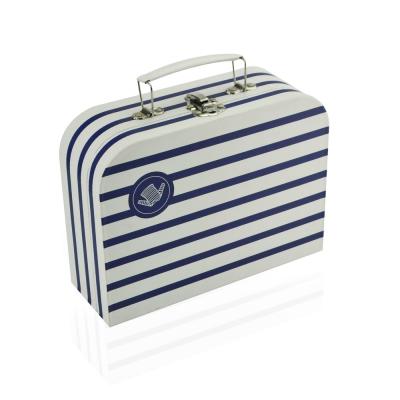 China Stripe Pattern Paper Suitcase Gift Box For Children Clothes for sale