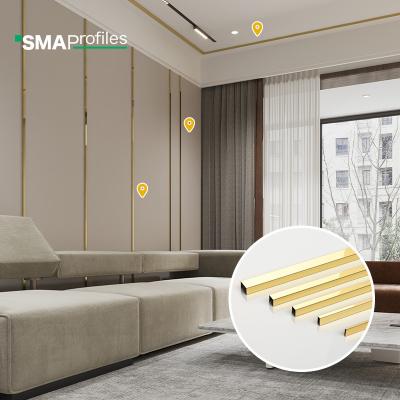 China SMA Modern Indoor Decor Metal Inlay Strips Stainless Steel Interior Profile Decorative Gold u Ceramic Tile Trim 3Mm For Furniture for sale