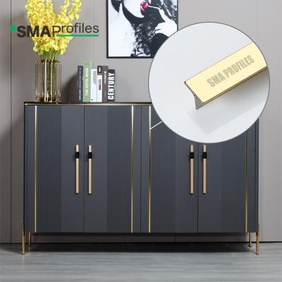 China Modern SMA T shaped tile trim for furniture or cabinet tile accessories rose stainless steel metal inlay trim gold profile for sale