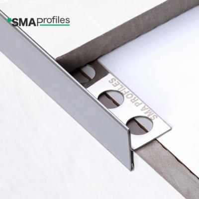 China Modern SMA Stainless Steel Chrome Tile Accessories Metal Corner Strip With Holes Tile Trim For Worktop for sale