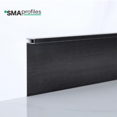 China Modern SMA customized 80mm stainless steel black skirting profile for villa skirting skirting board for hotel for sale