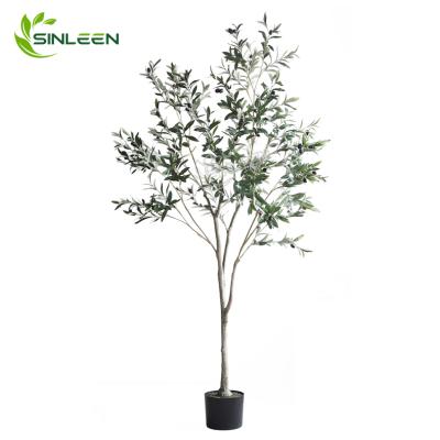 China Silk Leaf Olive Tree With Wood Branch Artificial Plant Art Decor Indoor Decoration Faux for sale