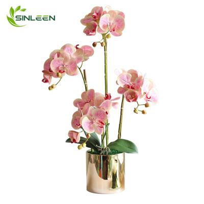 China Home Decoration Artificial Flower Pot Real Latex Export Contact Dendrobium Orchid Plant for sale