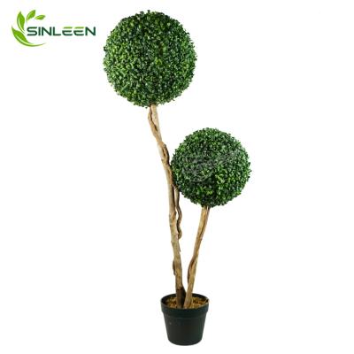 China Tropical Faux Double Ball Trees Outdoor Artificial Boxwood Topiary for sale