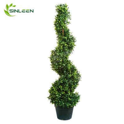 China Hot Sale Indoor Outdoor Artificial Spiral Boxwood Grass Plant Decoration Topiary Tree for sale