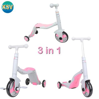 China With music/Front PU wheel with light/3 in 1 2020 new fashion kids 3 in 1 scooter for baby Seat scooter for sale