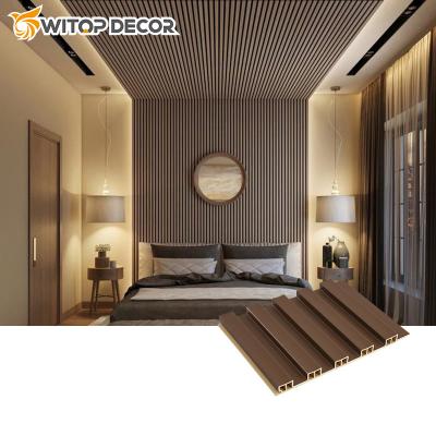 China Environmental friendly factory directly sell wooden grain plastic pvc cladding composite cladding wpc fluted wall panel for sale