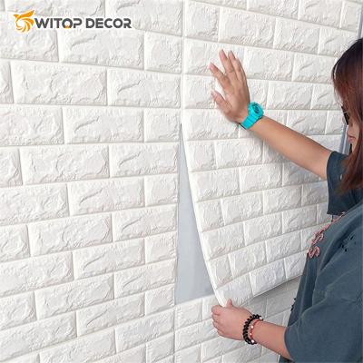 China Waterproof+ECO-Friendly+Self-adhesive China manufacturer Waterproof 3d pe foam wallpaper wall stickers for sale