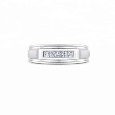 China Handsome CLASSIC Men's White Gold Diamond Row Band Ring for sale