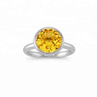 China Beautiful CLASSIC Round Setting-Set Gold Citrin Ring in Sterling Silver for sale