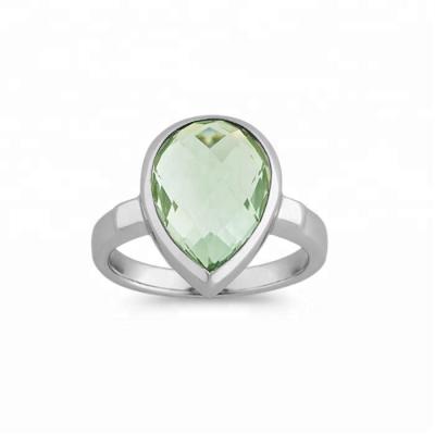 China Nice CLASSIC design green quartz ring in Sterling Silver for gift for sale