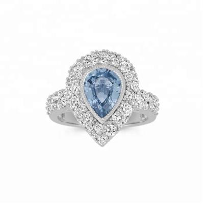 China Custom Vintage Sterling Silver Ring with Ice Blue Sapphire and Round Diamond for sale