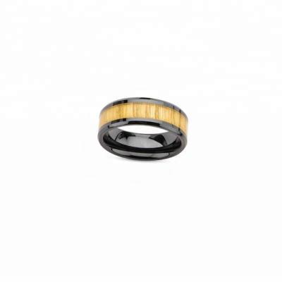 China CLASSIC High Quality Ceramic Jewelry Men's Rings Inlay Wood Ring for sale