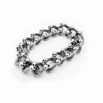 China Special wholesale punk stainless steel skull bracelet for men for sale