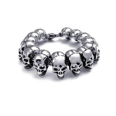 China TRENDY Simple Design Vintage Stainless Steel Skull Bracelet for sale