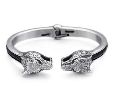 China Punk Design Wolf Head Mens 316I Stainless Steel Hiphop Fashion Bracelet for sale