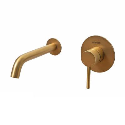 China Sliding Barless HYAHDEN Faucets Shower Systems Bathtub Faucet Wall Mounted Brushed Gold for sale