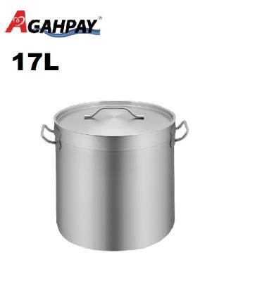 China 17L Large Stock Stainless Steel Stock Stainless Steel Soup Pot With Lid And A Top Opening Good For Induction And Gas Oven for sale