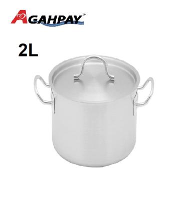 China Sustainable 2L Restaurant Quality Sauce Jar With Lid Tall Body Stainless Steel With Compound Bottom (Double Ears) For General Use for sale