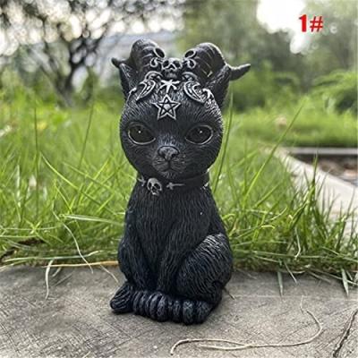 China Outdoor Magic Cat Witch Cat Garden Statue Europe Halloween Gnome Lawn Ornaments Resin Border Decorations for sale