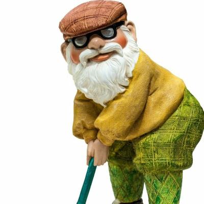 China Africa The Large Miniature Golfing Dwarf Gnome Garden Decoration Golf Gnome Statue Resin Crafts Ornaments for sale