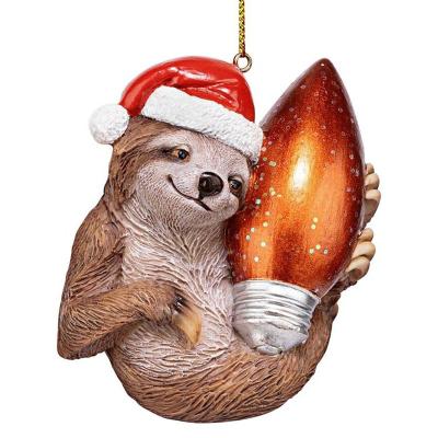 China Europe Resin Crafts Santa Holiday Season Sloth Christmas Ornament for sale