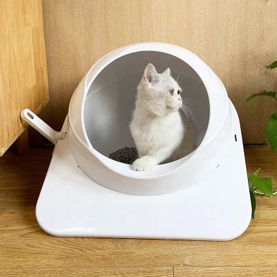 China Cat's Litter Box No Power Cat Clean Up Products Plastic Space Large Cat Toilet Box Cat Litter Box Sandbox for sale