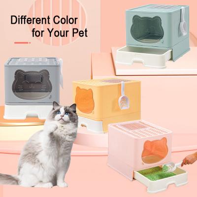 China Large Size Cat Litter Space Manufacturer Sustainable Professional Foldable Wide Box Toilet Luxury Bin Toilet For Cats for sale