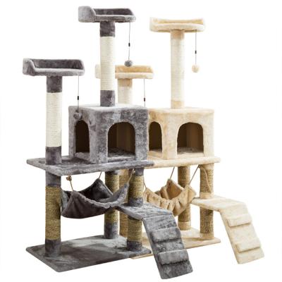 China Wholesale Multi Level Sustainable Cat Tree House And Post Scratch Resistant With Sisal Rollover Protection Cat Tower Column Climbing Tree for sale