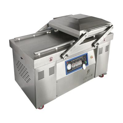 China Semi-automatic Double Chamber Fresh Food Press Fish Chicken Cheese Vacuum Packing Machine Preserved Food Fresh Food Press Vacuum Machine for sale